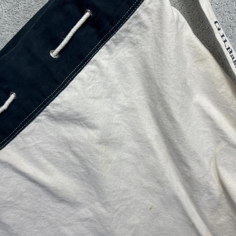 VINTAGE G.H. Bass Canvas Duffle Drawstring Bag Nautical Laundry Shoulder Strap